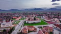 Aerial view of Prejmer fortified Church, located in Brasov county, Romania. Royalty Free Stock Photo