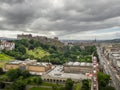 Aerial view of the Princes street in Edinburgh