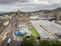 Aerial view of the Princes street in Edinburgh Royalty Free Stock Photo