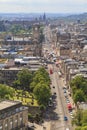 Aerial view of Princes street from The Nelson Monument