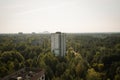 Aerial view of Pripyat with Chernobyl Nuclear Power Plant Reactor 4 - Pripyat, Chernobyl Exclusion Zone, Ukraine Royalty Free Stock Photo