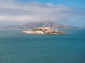 Aerial view of the prison island of Alcatraz in San Francisco Bay, Royalty Free Stock Photo