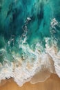 aerial view of a pristine, deserted beach with turquoise waves Royalty Free Stock Photo