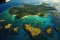 aerial view of pristine island coastlines