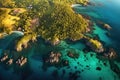 aerial view of pristine island coastlines