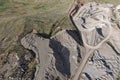 Aerial view of the process of preparing crushed stone aggregates in a concrete production plant Royalty Free Stock Photo