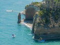 Aerial view of the promontory of Sidari in the northern part of the island of Corfu, Greece. Details of the cliff