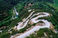 Aerial view of the provincial with many zigzag road in the Epirus Zagorohoria, Greece