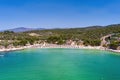 Aerial View of the Psili Ammos beach, at Thassos island, Greece Royalty Free Stock Photo