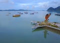 Aerial view of public Eagle statue, the symbol of Langkawi island, Malaysia Royalty Free Stock Photo