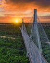 Aerial view of the Puente Mauricio Baez, a cable-stayed bridge in Dominican Republic Royalty Free Stock Photo