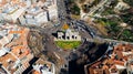 Aerial view of the Puerta de AlcalÃÂ¡, Neo-classical monument in the Plaza de la Independencia in Madrid, Spain.One of Madrid Royalty Free Stock Photo