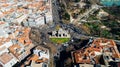 Aerial view of the Puerta de AlcalÃÂ¡, Neo-classical monument in the Plaza de la Independencia in Madrid, Spain. Royalty Free Stock Photo