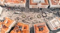 Aerial view of the Puerta del Sol, in the city center of Madrid, Spain.The landmarks of the capital and the centre from bird eye