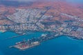 Aerial view of Puerto del Rosario at Fuerteventura, Canary islands, Spain Royalty Free Stock Photo