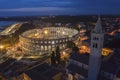 An aerial view of Pula aphitheatre by night, Istria, Croatia
