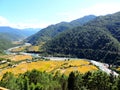 Aerial view of Punakha, Bhutan, from Khamsum Yulley Namgyal Choten Royalty Free Stock Photo