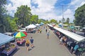 Aerial view of Punanga Nui Market Rarotonga Cook Islands