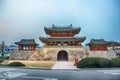 Aerial View of Pungnammun Traditional Korean Gate in Jeonju Hanok Village, Jeonju, Jeonbuk, South Korea, Asia