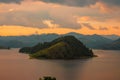 Beautiful sunset at the Punishment Island in Lake Mutanda in Uganda