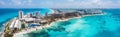 Aerial view of Punta Norte beach, Cancun, Mexico.