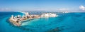 Aerial view of Punta Norte beach, Cancun, Mexico.