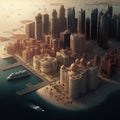 Aerial view of the Qatar city illustration in the morning shadows Royalty Free Stock Photo