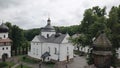 Aerial view from quadcopter of Krehiv Monastery complex. Lviv, Zhovkva region, Galychyna, Ukraine