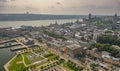 Quebec City skyline in summer from drone Royalty Free Stock Photo