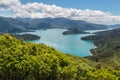 Aerial view of Queen Charlotte Sound in Marlborough Sounds