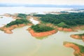 Aerial view of Queen Sirikit Dam in Nan Province, Nan River, Thailand. Rainy season. Royalty Free Stock Photo