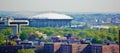 Aerial view queens yankee stadium new york panorama