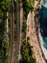 Aerial view of the railway along the sea coast in Italy