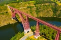 Aerial view of railway arch bridge Garabit Viaduct, Cantal, France