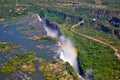 Aerial view with rainbow at Victoria falls, Zambia, Zimbabwe, Africa Royalty Free Stock Photo