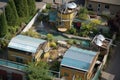 aerial view of rainwater harvesting rooftop system