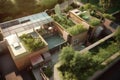 aerial view of rainwater harvesting rooftop system