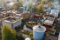 aerial view of rainwater harvesting rooftop system