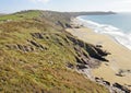 Aerial view of Whitsand Bay in Cornwall