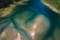 aerial view of the ramifications of the lake of paneveggio trentino