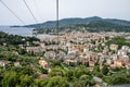 Aerial view of the Rapallo Montallegro Cable Car in Italy. Royalty Free Stock Photo