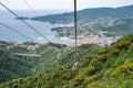 Aerial view of the Rapallo Montallegro Cable Car in Italy. Royalty Free Stock Photo