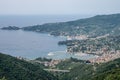 Aerial view of the Rapallo Montallegro Cable Car in Italy. Royalty Free Stock Photo