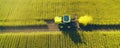 Aerial View Of Rapeseed Harvest For Biofuel Production