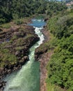 Aerial view of the rapids of the Paranapanema river