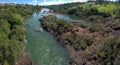 Aerial view of the rapids of the Paranapanema river