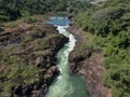 Aerial view of the rapids of the Paranapanema river