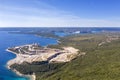 An aerial view of Rasa bay and cement factory Koromacno, Istria, Croatia Royalty Free Stock Photo