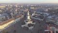 Aerial view of Ratusha in Ivano-Frankivsk, Ukraine, main benchmark of city