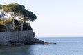 Aerial view of Recco beach and sea. Royalty Free Stock Photo